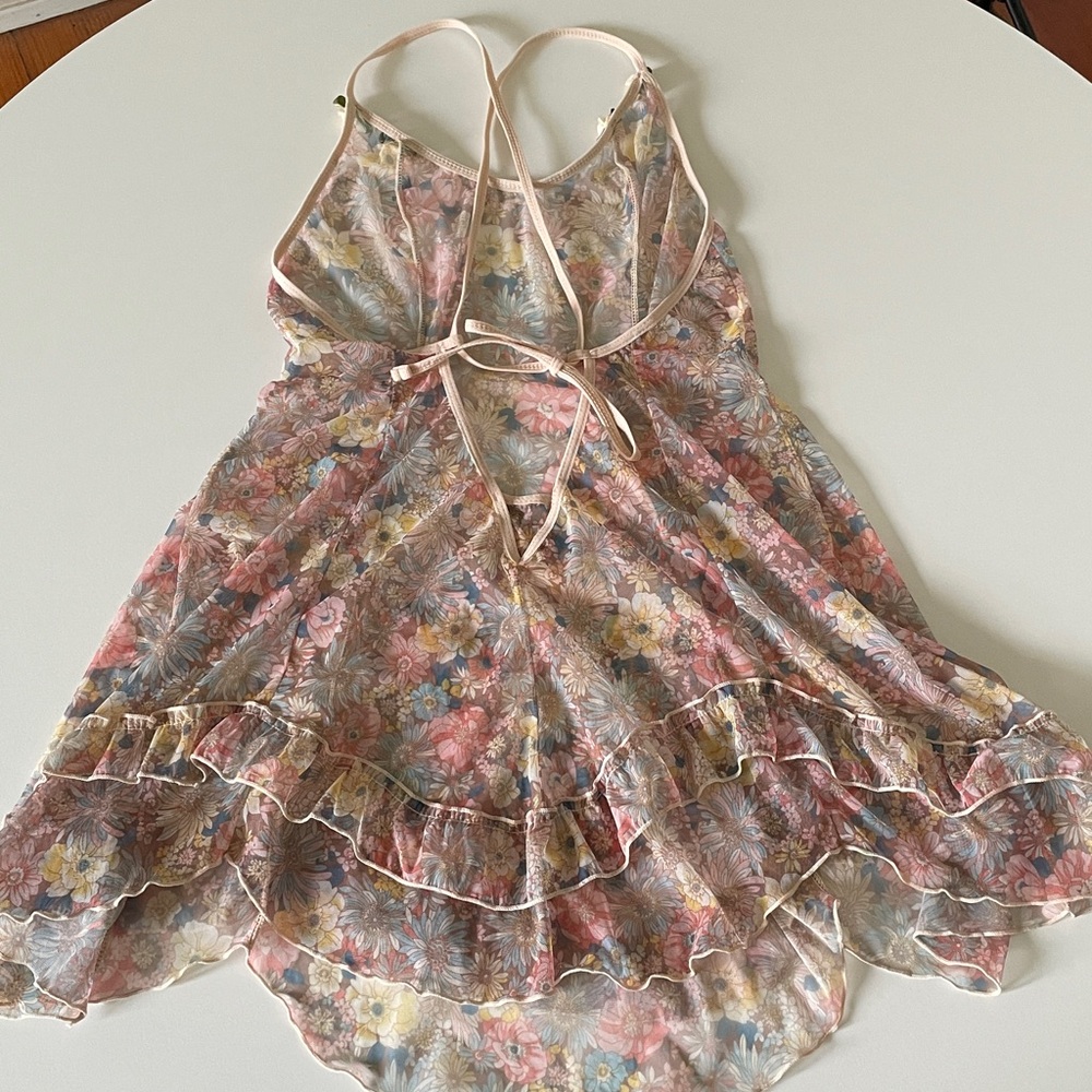 Floral Sheer Mini Dress Cover Up - Picture 4 of 16